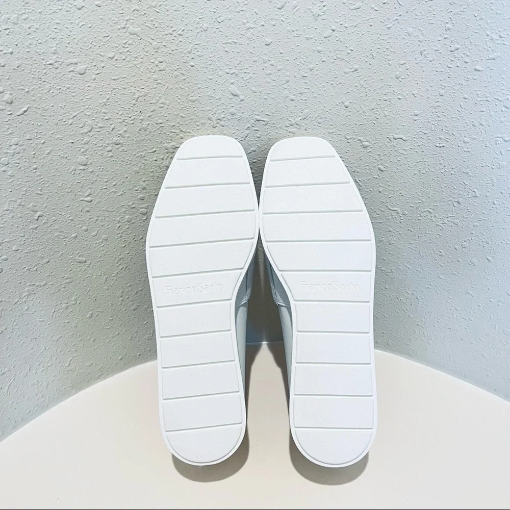 Franco Sarto White Bonza Leather Women’s Slip On Loafers Size 8.5 NEW